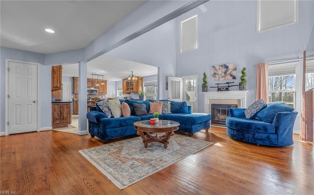 living room featuring light wood-type flooring