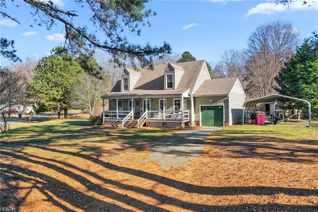 cape cod-style house with a carport and a porch