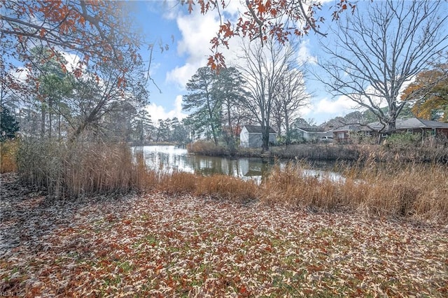 view of yard with a water view