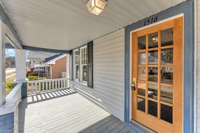 deck featuring covered porch