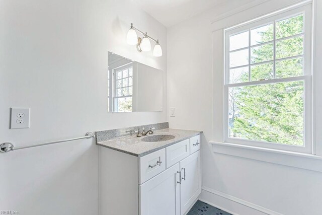 bathroom featuring plenty of natural light and vanity