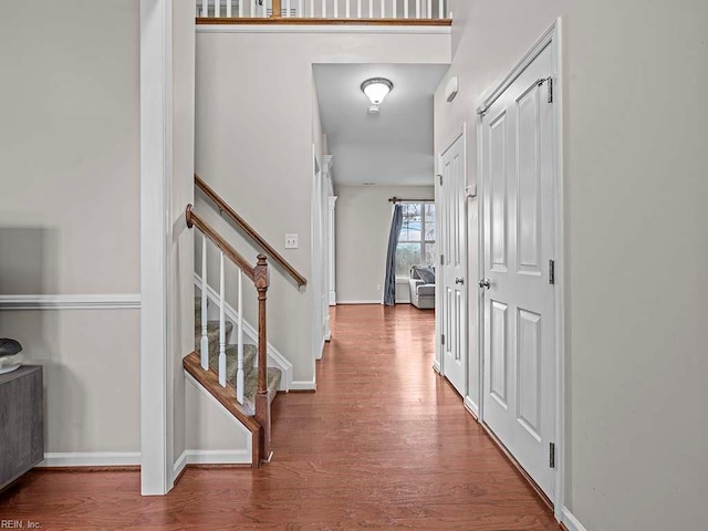 foyer entrance featuring hardwood / wood-style flooring