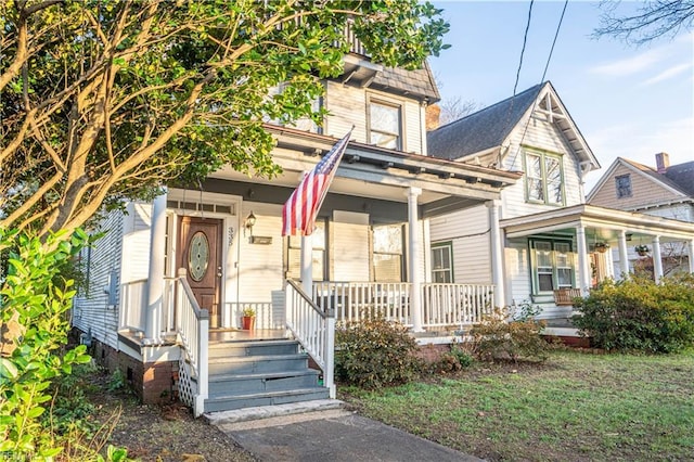 view of front of home with covered porch