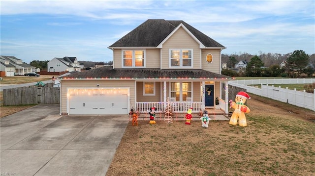 view of front facade featuring a porch and a front yard