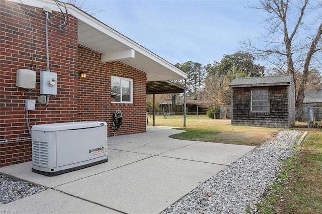 view of patio featuring an outdoor structure