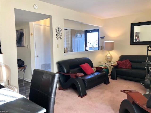 living room with carpet flooring