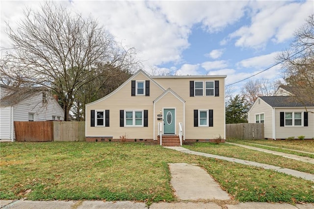 view of front of house with a front lawn