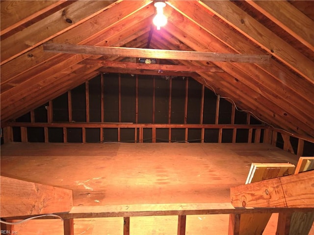 view of unfinished attic