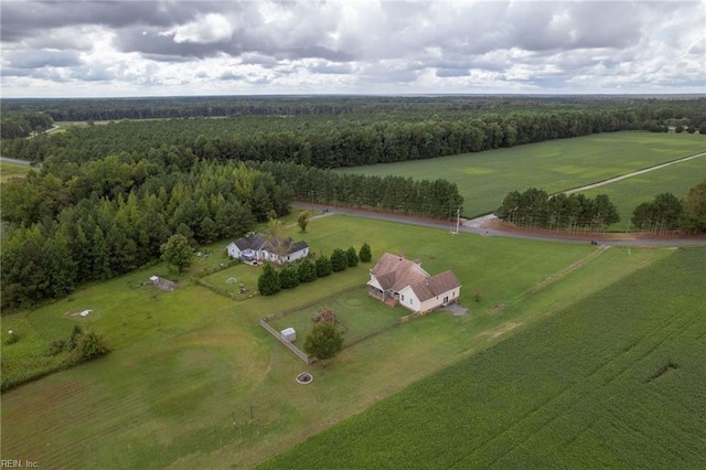 birds eye view of property featuring a rural view