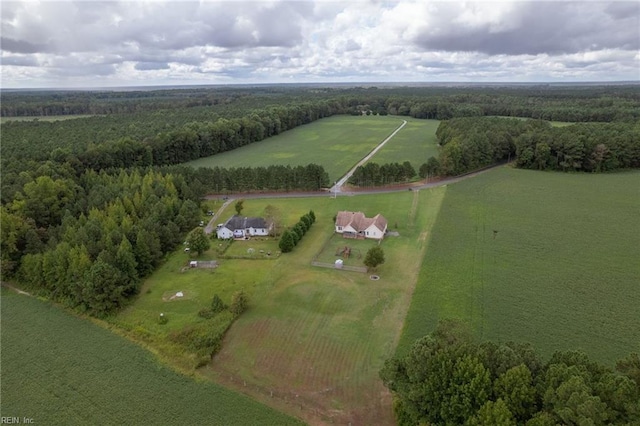 birds eye view of property featuring a rural view