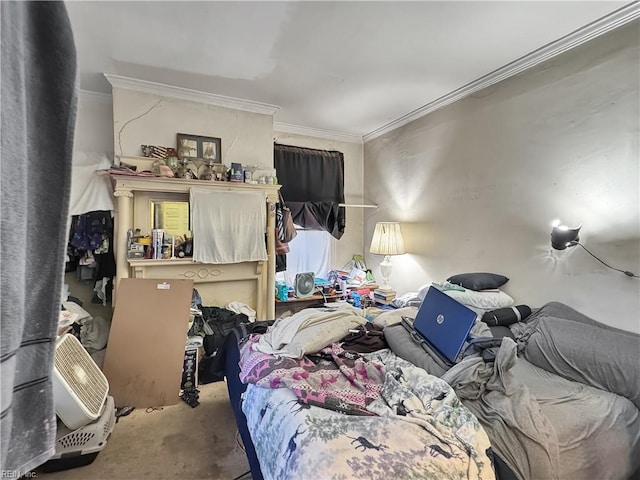 bedroom with crown molding