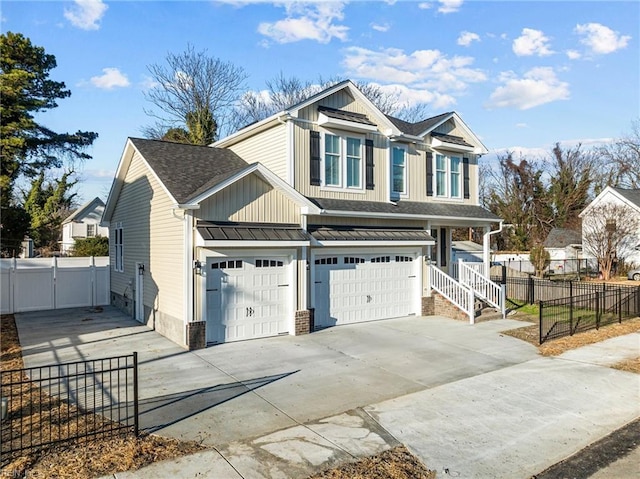 view of front of house with a garage