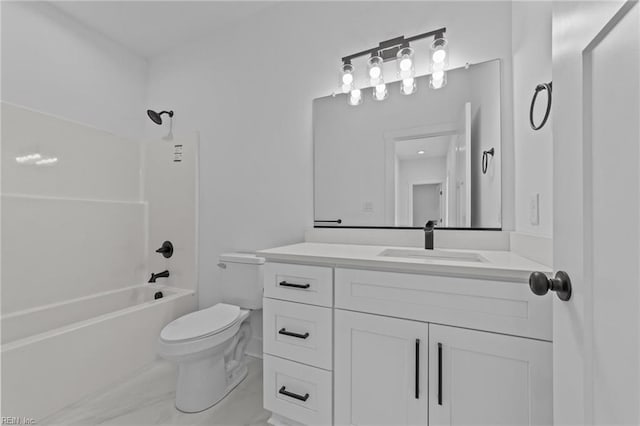 full bathroom featuring vanity, shower / bathtub combination, and toilet