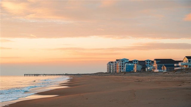 property view of water featuring a view of the beach