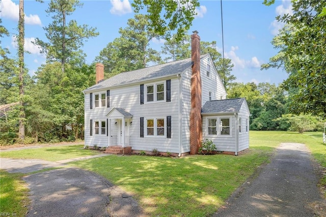 colonial house with a front lawn