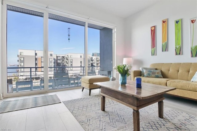 living room featuring a wealth of natural light