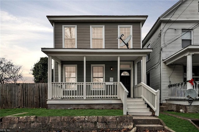 view of front facade featuring covered porch