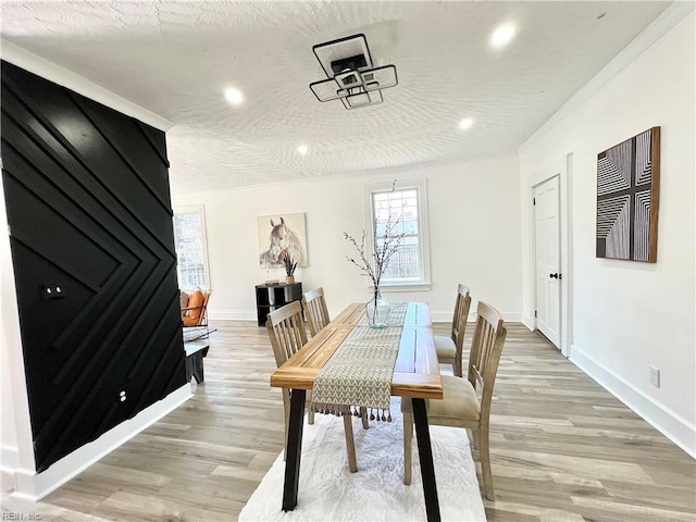 dining area with light hardwood / wood-style floors