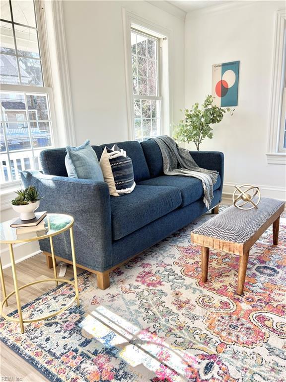 living room with hardwood / wood-style flooring