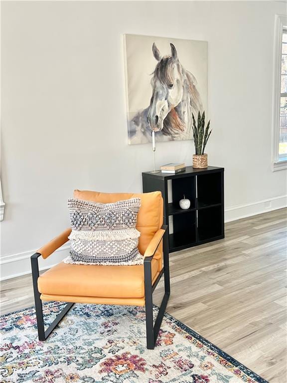 sitting room featuring hardwood / wood-style flooring