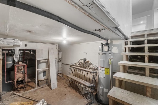 basement with water heater