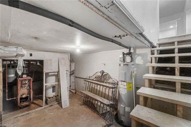 basement with electric water heater