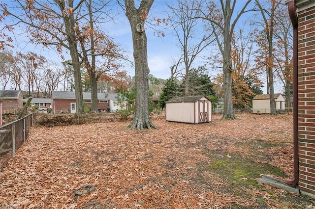 view of yard with a storage unit