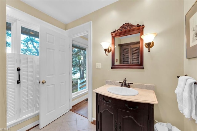 bathroom featuring vanity and tile patterned floors