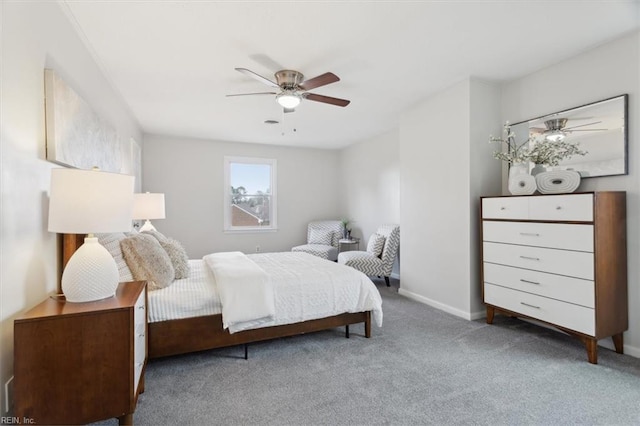 bedroom featuring carpet and ceiling fan