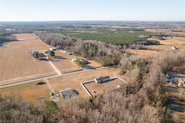 birds eye view of property featuring a rural view