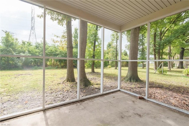 view of unfurnished sunroom