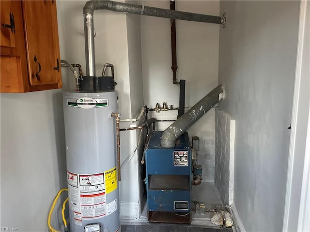 utility room with water heater