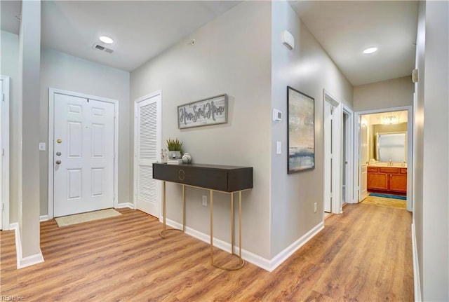 entrance foyer featuring light hardwood / wood-style floors