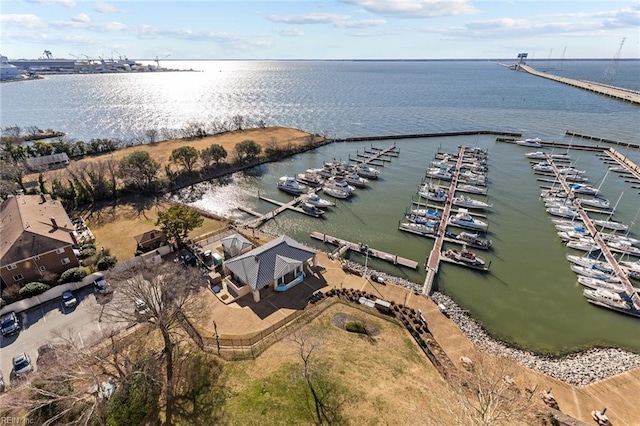 bird's eye view featuring a water view