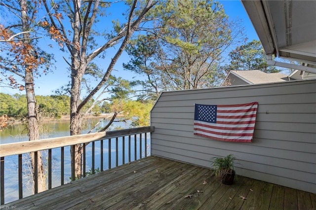 deck with a water view