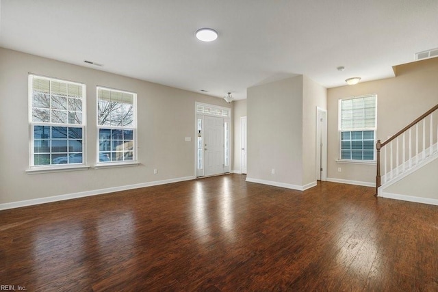 interior space featuring dark hardwood / wood-style floors