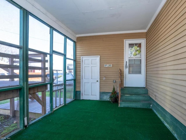 unfurnished sunroom featuring plenty of natural light