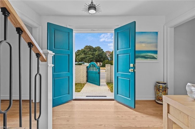 doorway to outside featuring light hardwood / wood-style floors