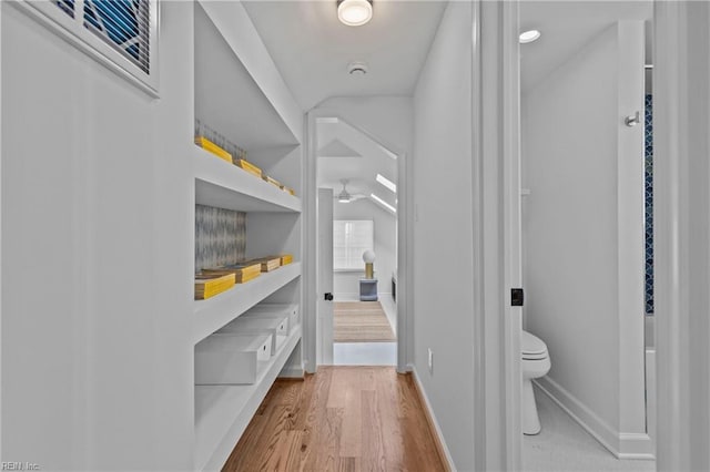 hallway featuring light wood-type flooring