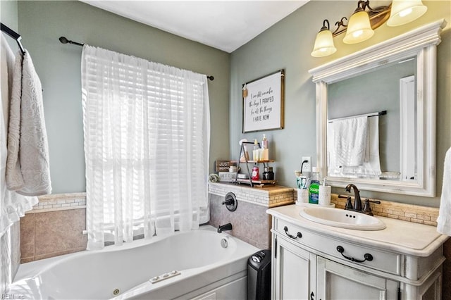 bathroom with vanity and a bathtub