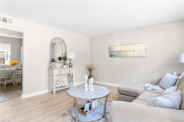 living room featuring light hardwood / wood-style flooring