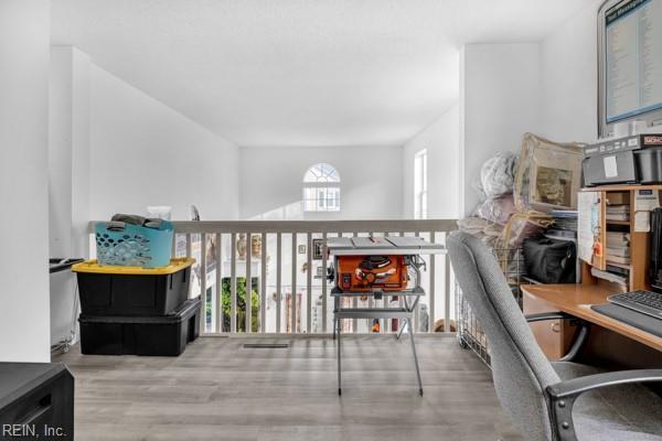 office space featuring wood-type flooring