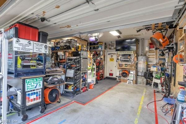 garage with gas water heater