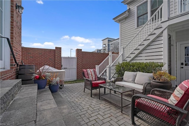 view of patio with an outdoor hangout area