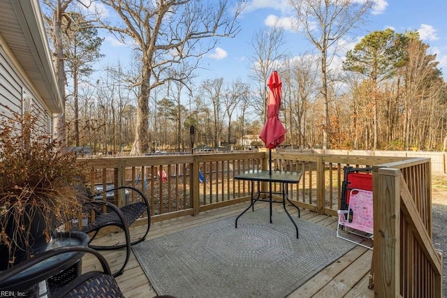 wooden deck featuring a water view