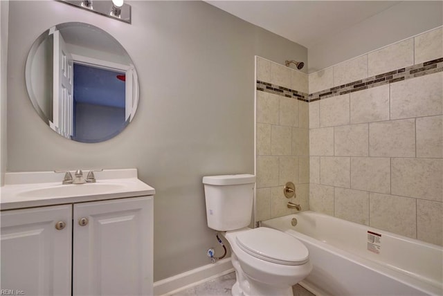 1013 Dare Rd, Yorktown, VA 23692 - full bath featuring toilet, baseboards, vanity, and shower / bath combination