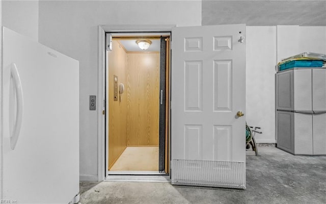 interior space with concrete floors