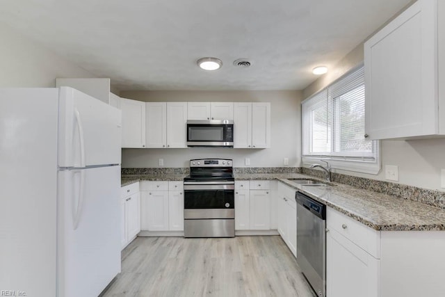 kitchen with white cabinetry, sink, and appliances with stainless steel finishes