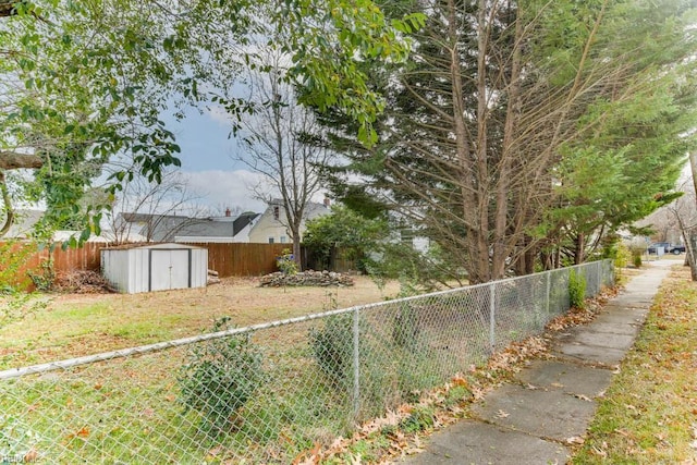 view of yard with a storage unit