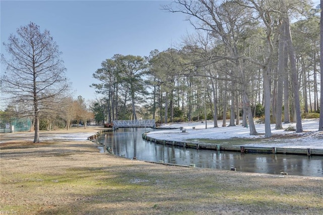 dock area featuring a water view